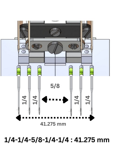 1/4-1/4-5/8-1/4-1/4 (41.275 mm) Special Needle Gauge Set for Waistband Machine (KM 930 ST / LS-T2)