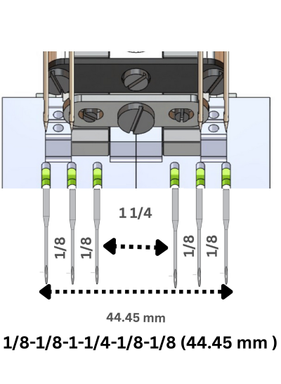 1/8-1/8-1-1/4-1/8-1/8 (44.45 mm) Special Needle Gauge Set for Waistband Machine