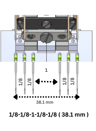 1/8-1/8-1-1/8-1/8 (38.1 mm) Special Needle Gauge Set for Waistband Machine