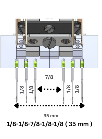 1/8-1/8-7/8-1/8-1/8 (35 mm) Special Needle Gauge Set for Waistband Machine