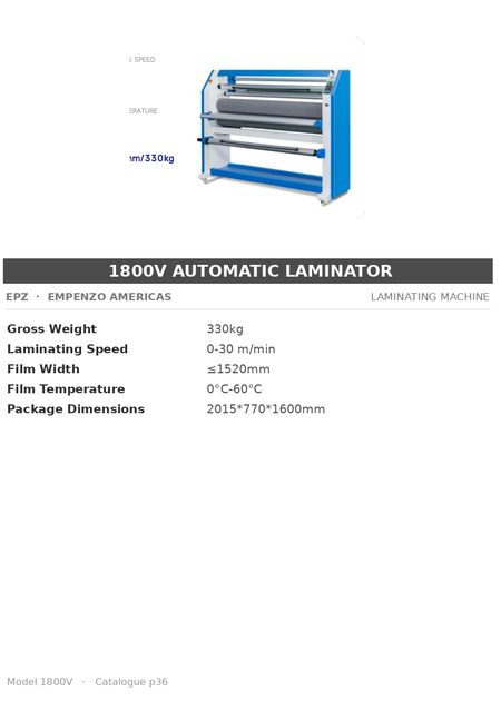 EPZ 1800V Automatic Laminator