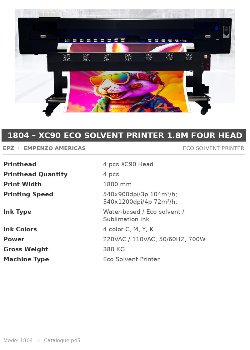 EPZ 1804 – XC90 Eco Solvent Printer 1.8m Four Head