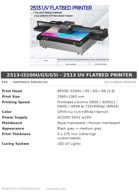 EPZ 2513-i3200U/G5/G5i – 2513 UV Flatbed Printer