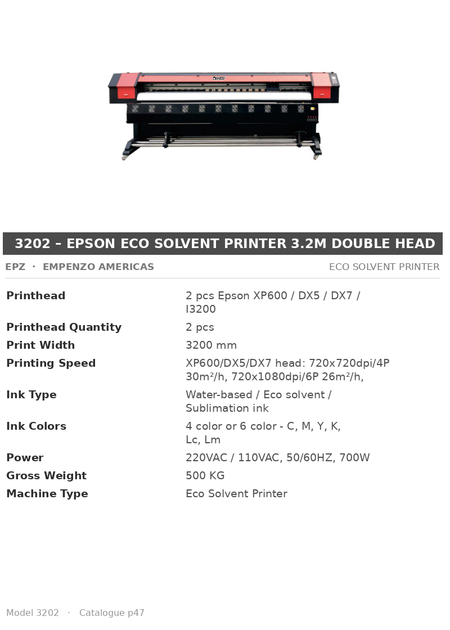 EPZ 3202 – Epson Eco Solvent Printer 3.2m Double Head