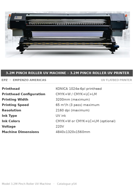 EPZ 3.2M Pinch Roller UV Machine – 3.2M Pinch Roller UV Printer