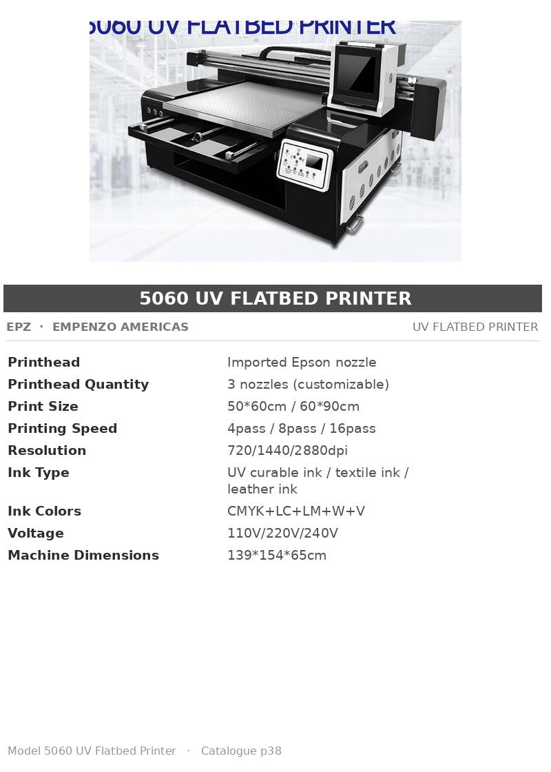 EPZ 5060 UV Flatbed Printer