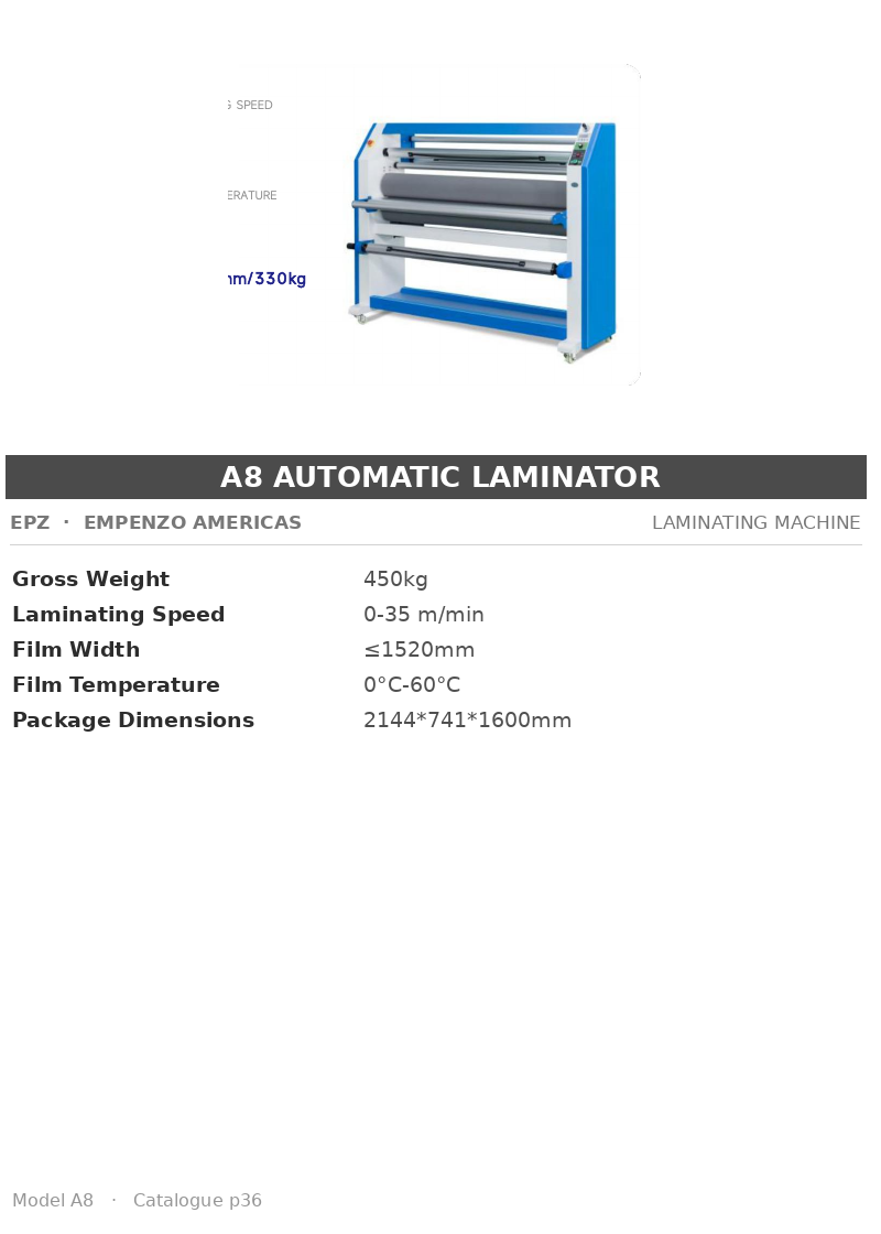 EPZ A8 Automatic Laminator