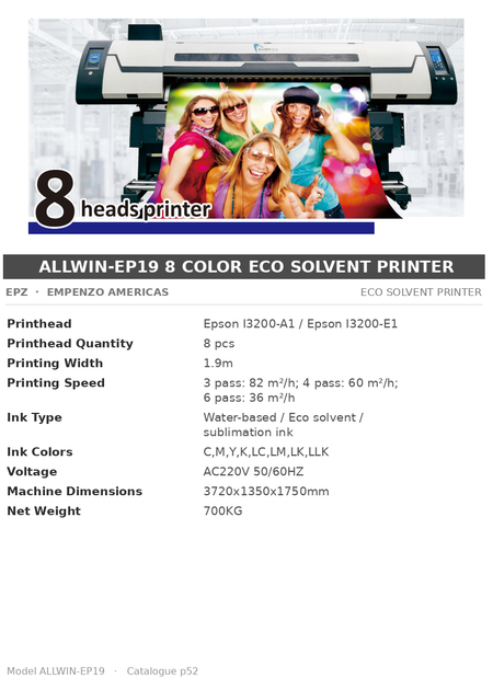 EPZ ALLWIN-EP19 8 Color Eco Solvent Printer