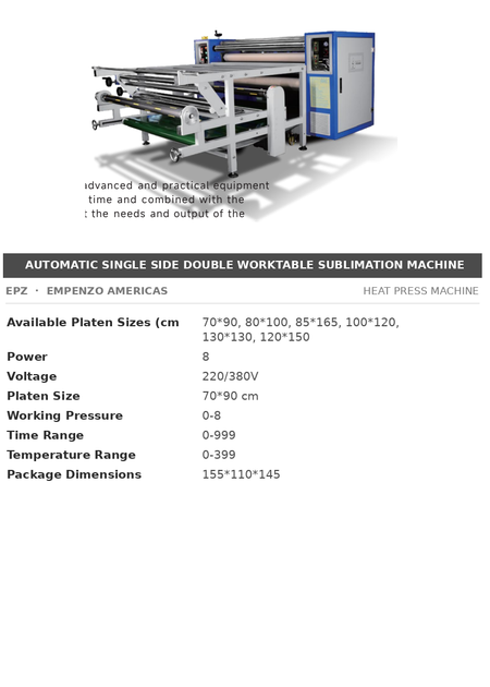 EPZ Automatic Single Side Double Worktable Sublimation Machine