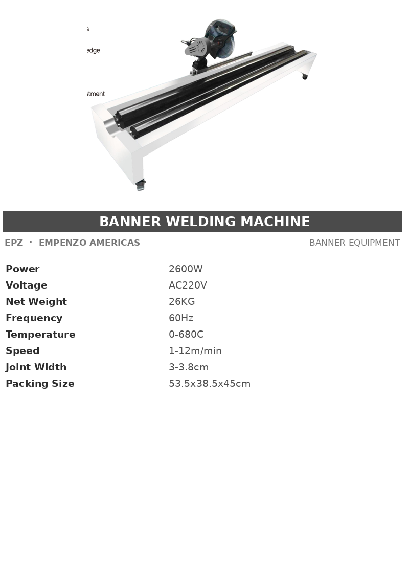 EPZ Banner Welding Machine