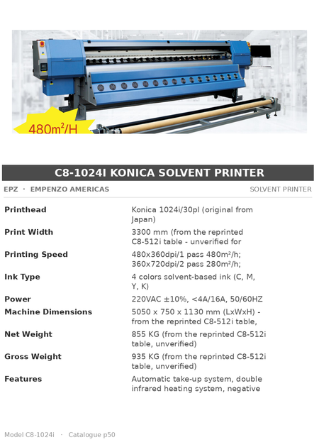 EPZ C8-1024i Konica Solvent Printer