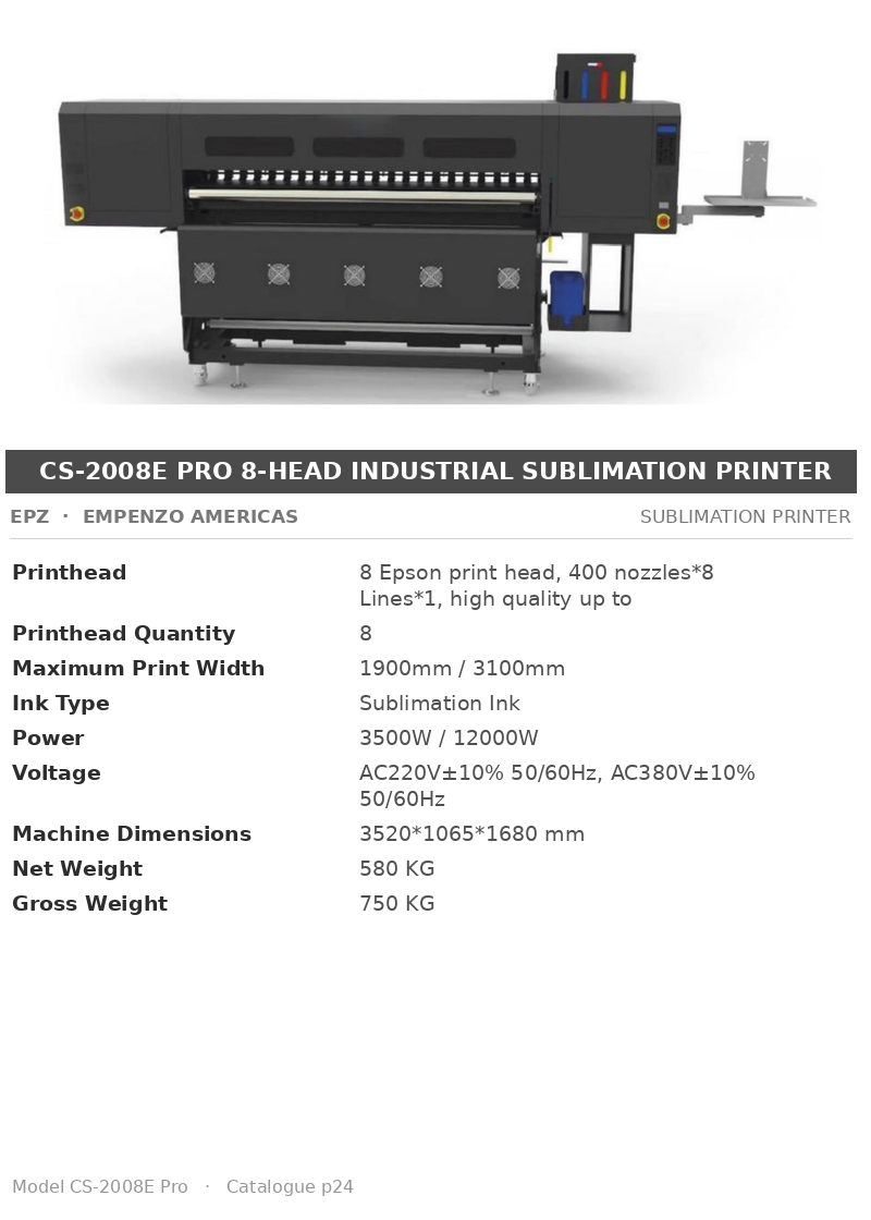 EPZ CS-2008E Pro 8-Head Industrial Sublimation Printer