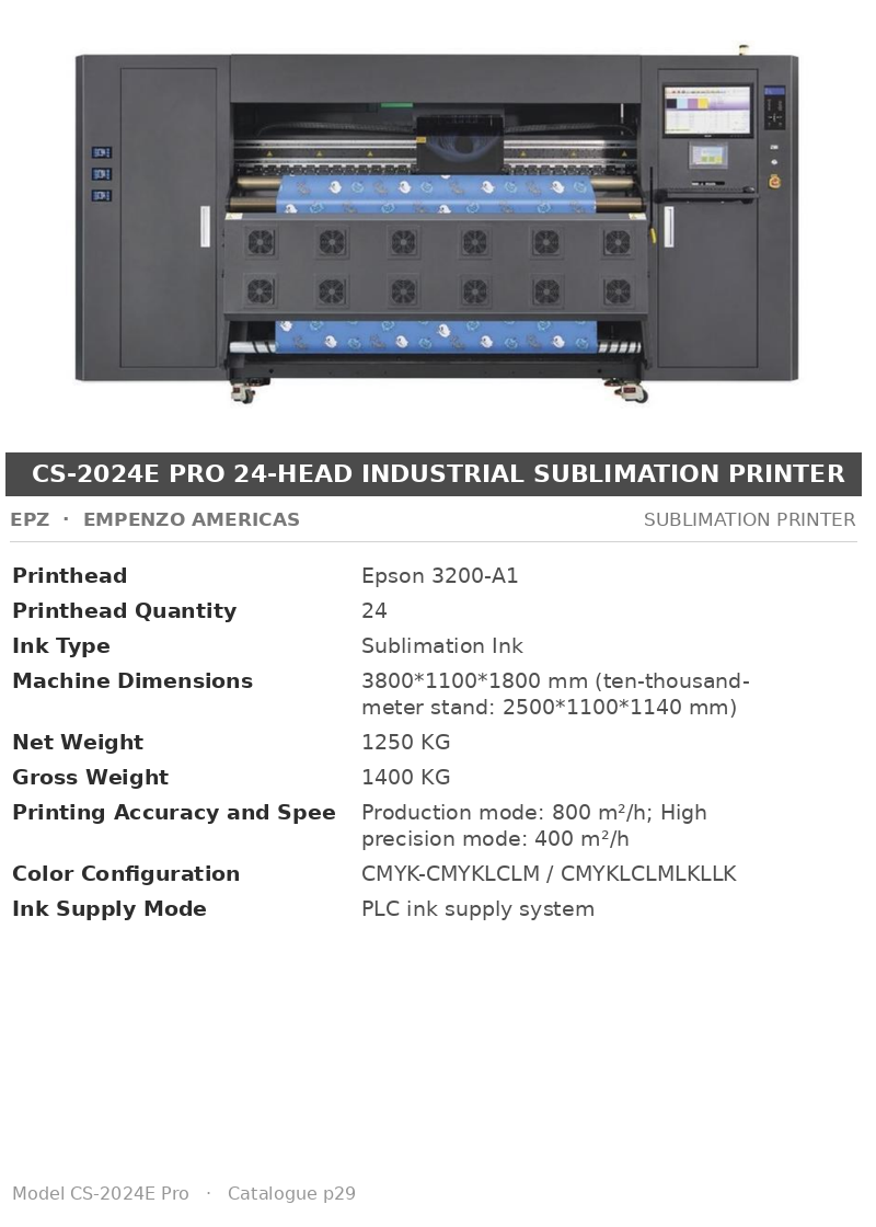 EPZ CS-2024E Pro 24-Head Industrial Sublimation Printer