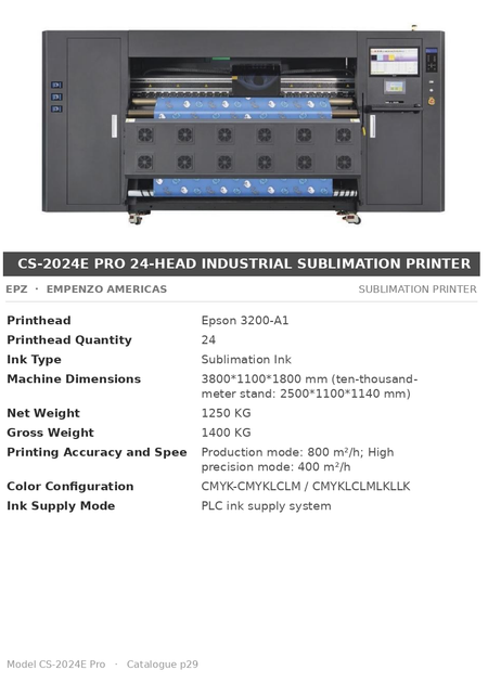 EPZ CS-2024E Pro 24-Head Industrial Sublimation Printer