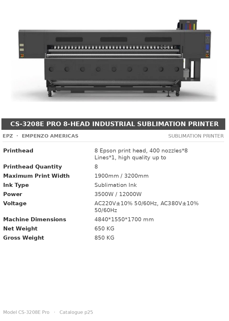 EPZ CS-3208E Pro 8-Head Industrial Sublimation Printer