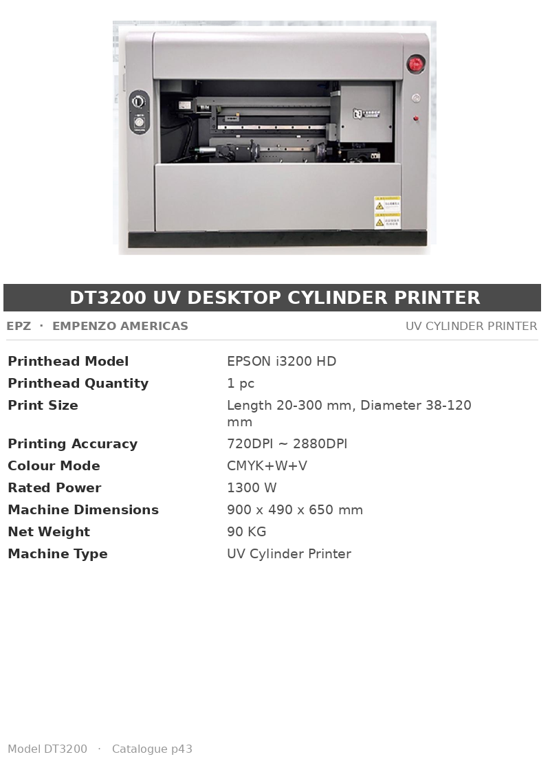 EPZ DT3200 UV Desktop Cylinder Printer