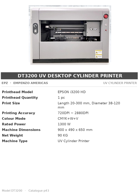 EPZ DT3200 UV Desktop Cylinder Printer