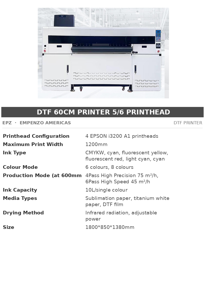 EPZ DTF 60cm Printer 5/6 Printhead