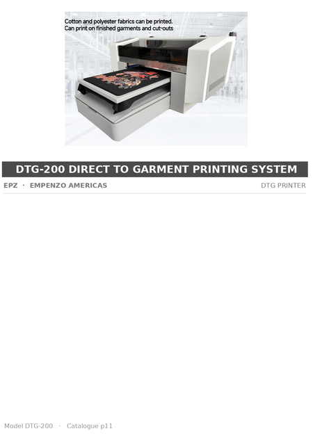 EPZ DTG-200 Direct To Garment Printing System