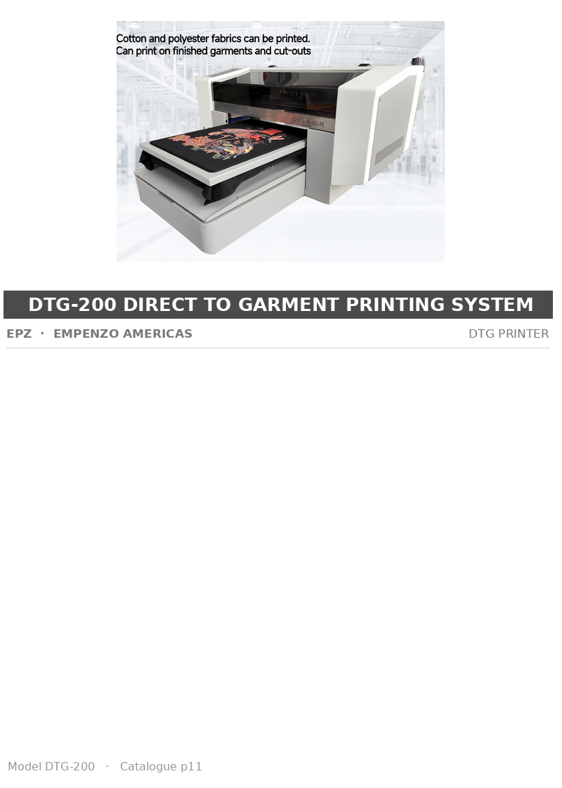 EPZ DTG-200 Direct To Garment Printing System