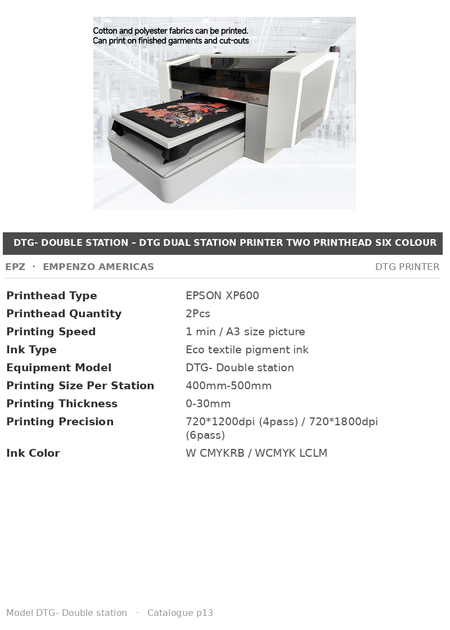 EPZ DTG Dual Station Printer – Two Printhead Six Colour
