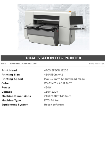 EPZ Dual Station DTG Printer