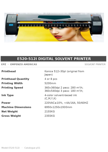 EPZ E520-512i Digital Solvent Printer