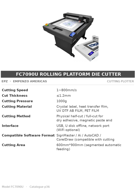 EPZ FC7090U Rolling Platform Die Cutter