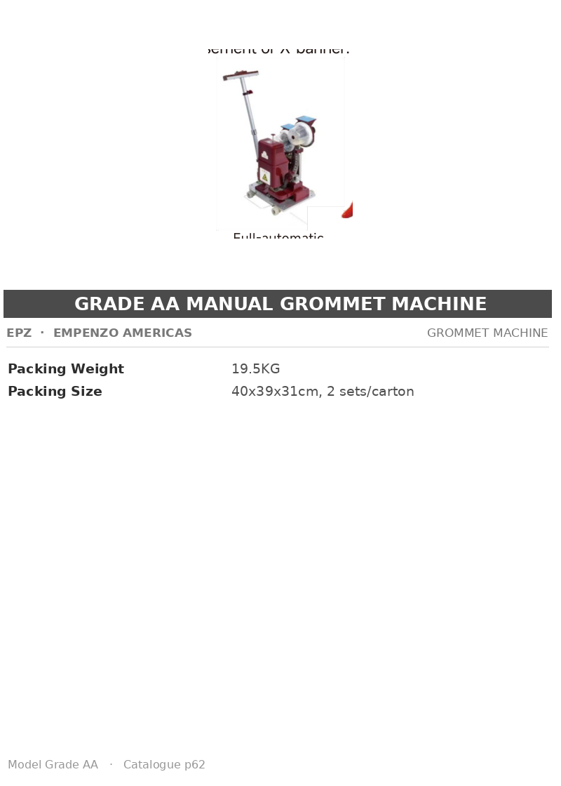 EPZ Grade AA Manual Grommet Machine