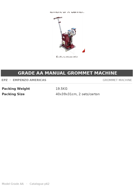 EPZ Grade AA Manual Grommet Machine