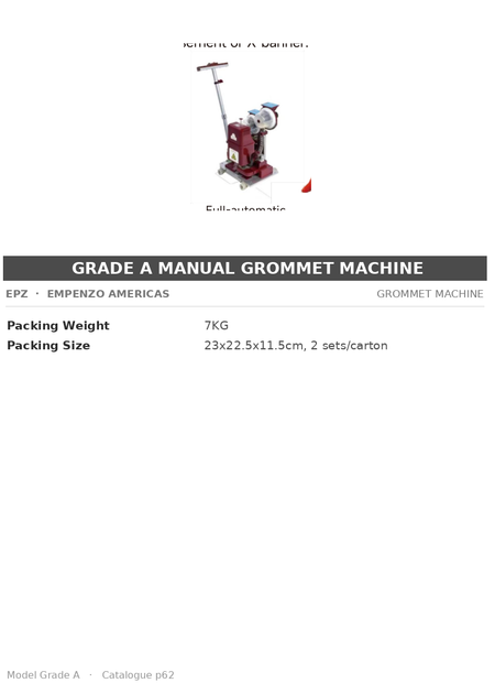 EPZ Grade A Manual Grommet Machine