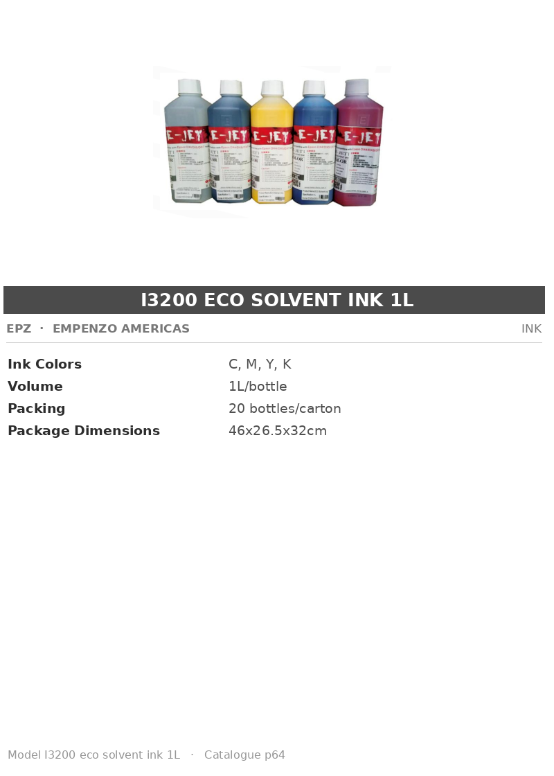 EPZ I3200 eco solvent ink 1L