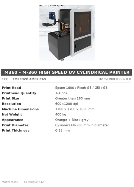 EPZ M360 – M-360 High Speed UV Cylindrical Printer
