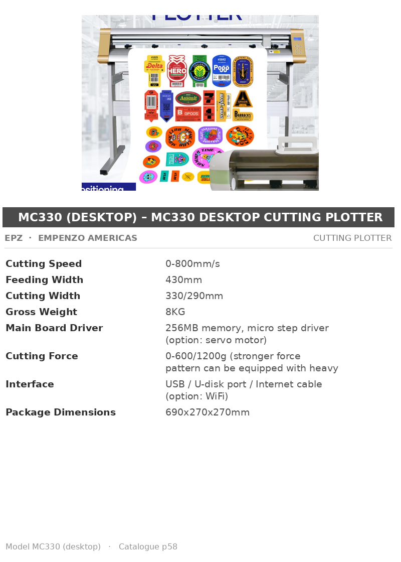 EPZ MC330 (desktop) – MC330 Desktop Cutting Plotter