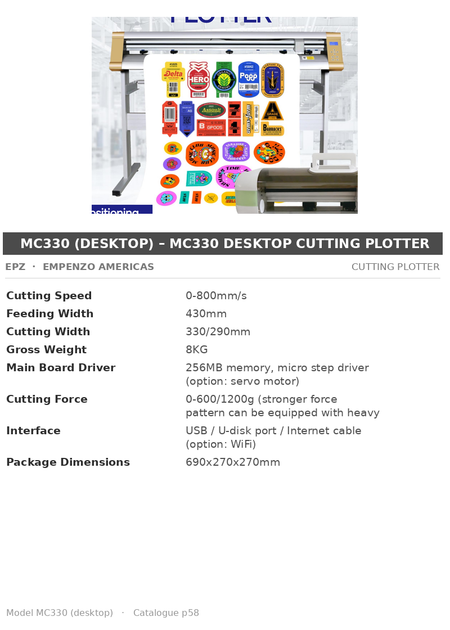 EPZ MC330 (desktop) – MC330 Desktop Cutting Plotter