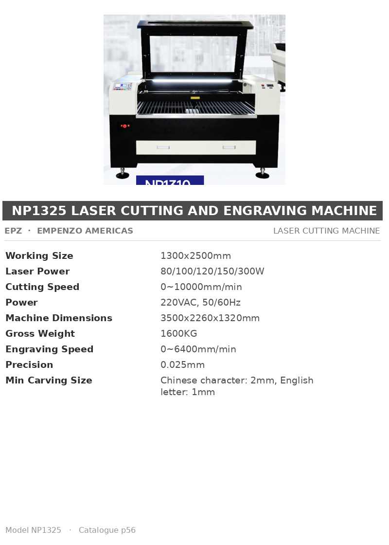 EPZ NP1325 Laser Cutting and Engraving Machine