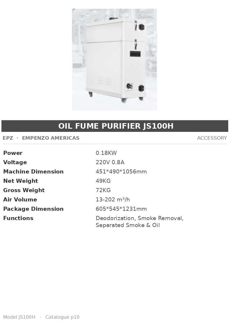 EPZ Oil Fume Purifier JS100H
