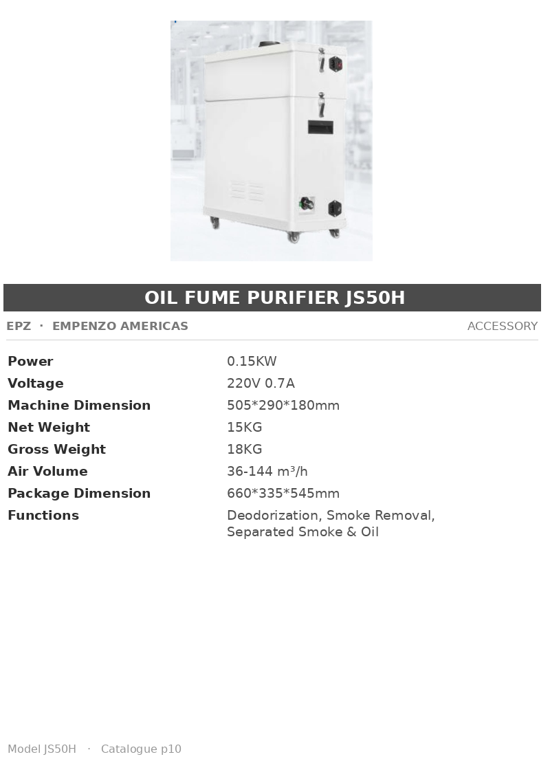 EPZ Oil Fume Purifier JS50H
