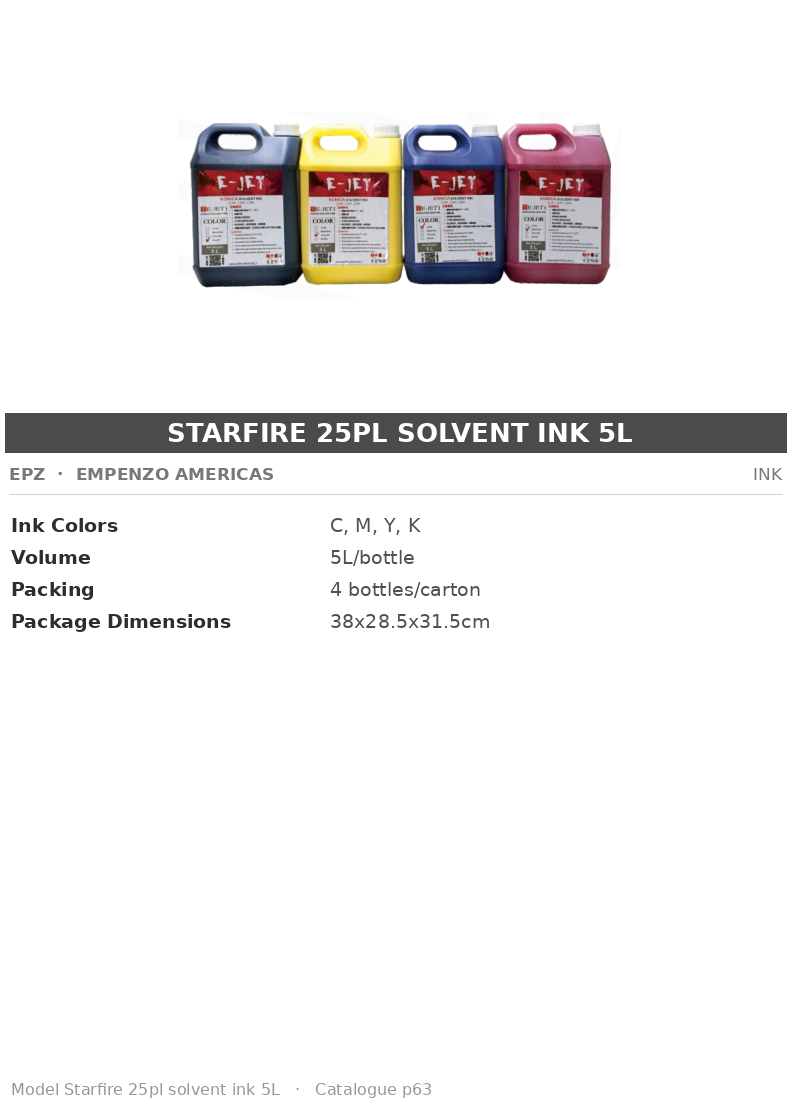 EPZ Starfire 25pl solvent ink 5L