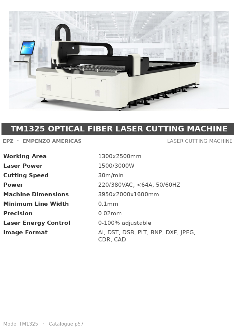 EPZ TM1325 Optical Fiber Laser Cutting Machine