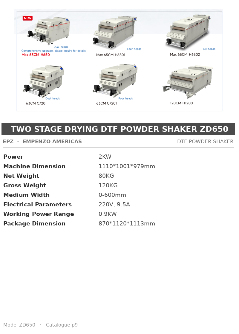 EPZ Two Stage Drying DTF Powder Shaker ZD650