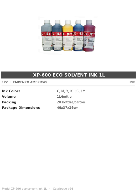 EPZ XP-600 eco solvent ink 1L