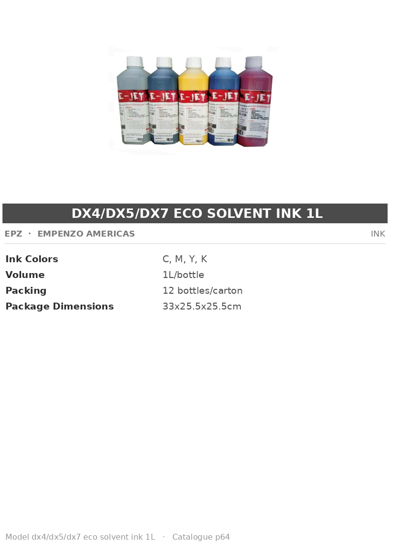 EPZ dx4/dx5/dx7 eco solvent ink 1L