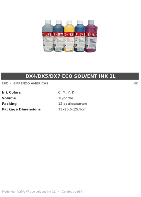 EPZ dx4/dx5/dx7 eco solvent ink 1L