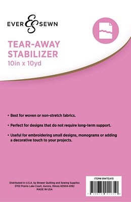EverSewn Tear-away stabilizer 10 in x 10 yd 2/pk