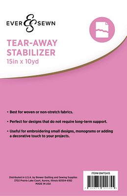 EverSewn Tear-away stabilizer 15 in x 10 yd 2/pk