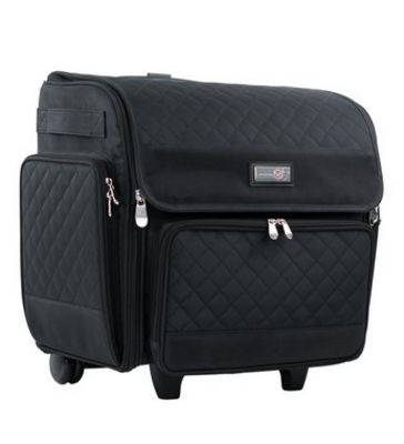Everything Mary Deluxe Rolling Scrapbook Tote Black Quilted