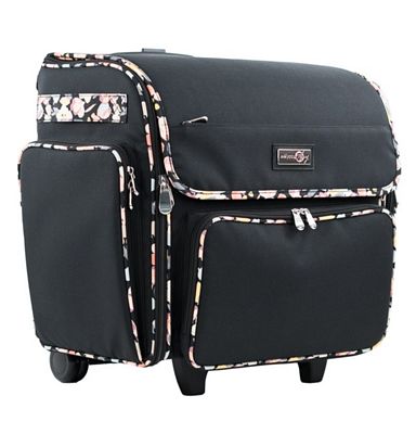 Everything Mary Deluxe Rolling Scrapbook Tote Black & Floral