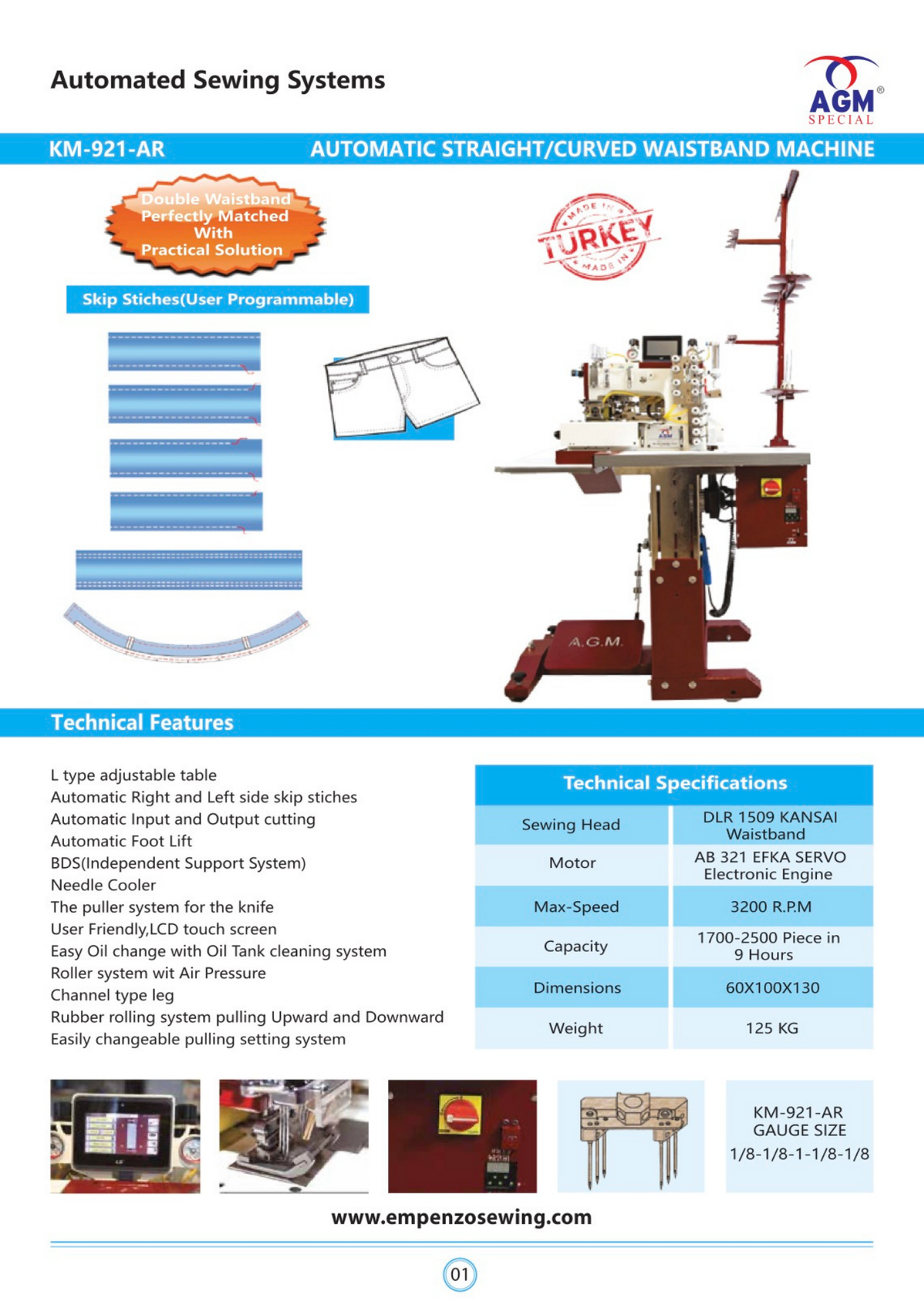 Automatic Straight/Curved Waistband Machine ( KM 930 ST / LS-T2 ) - Empenzo Automated Sewing Systems