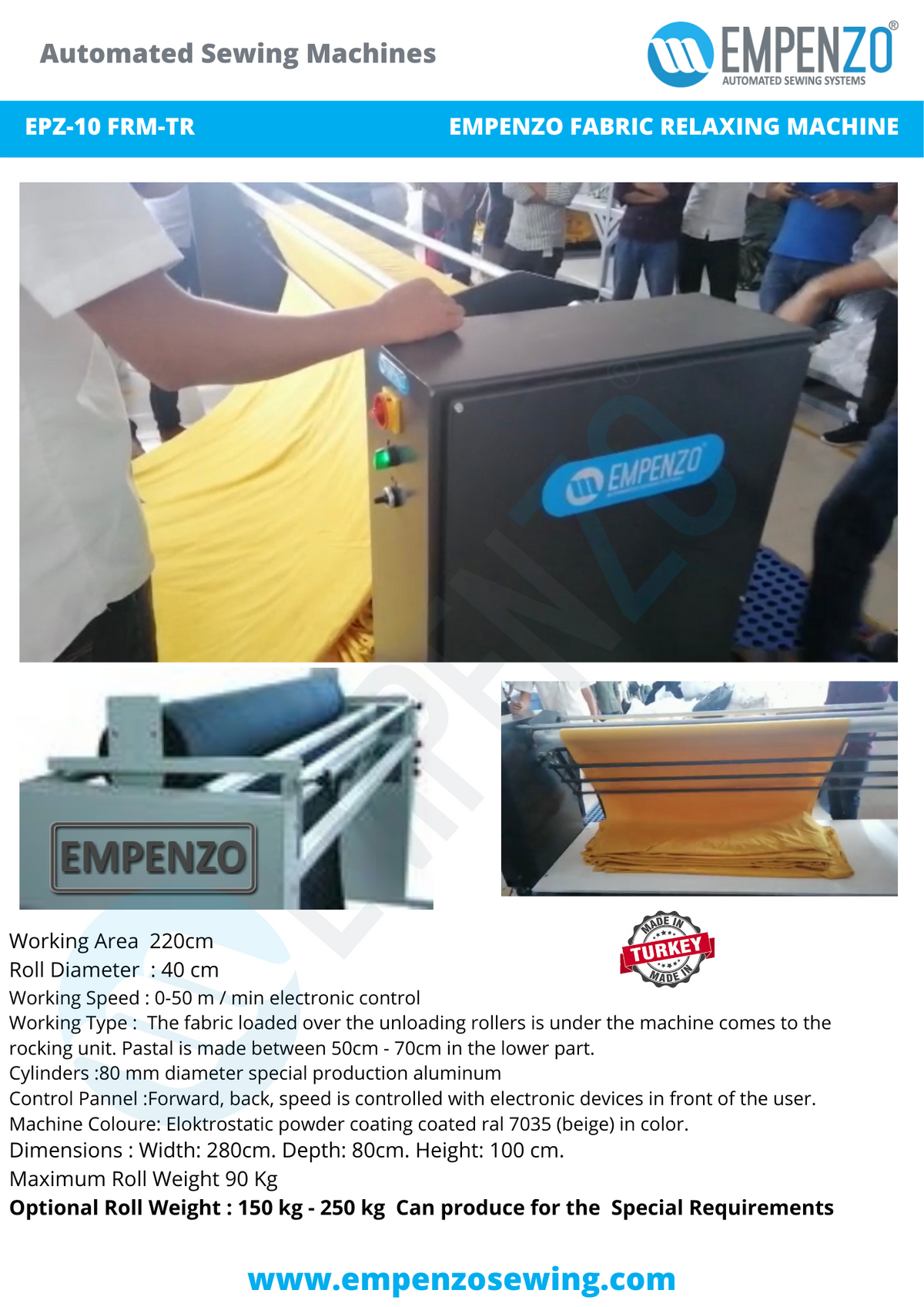 Empenzo Fabric Relaxing Machine - Empenzo Automated Sewing Systems